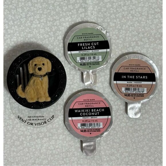 Bath and Body Works DOG WITH COLLAR Visor Clip and 3 Car Fragrance Refills - Picture 7 of 7